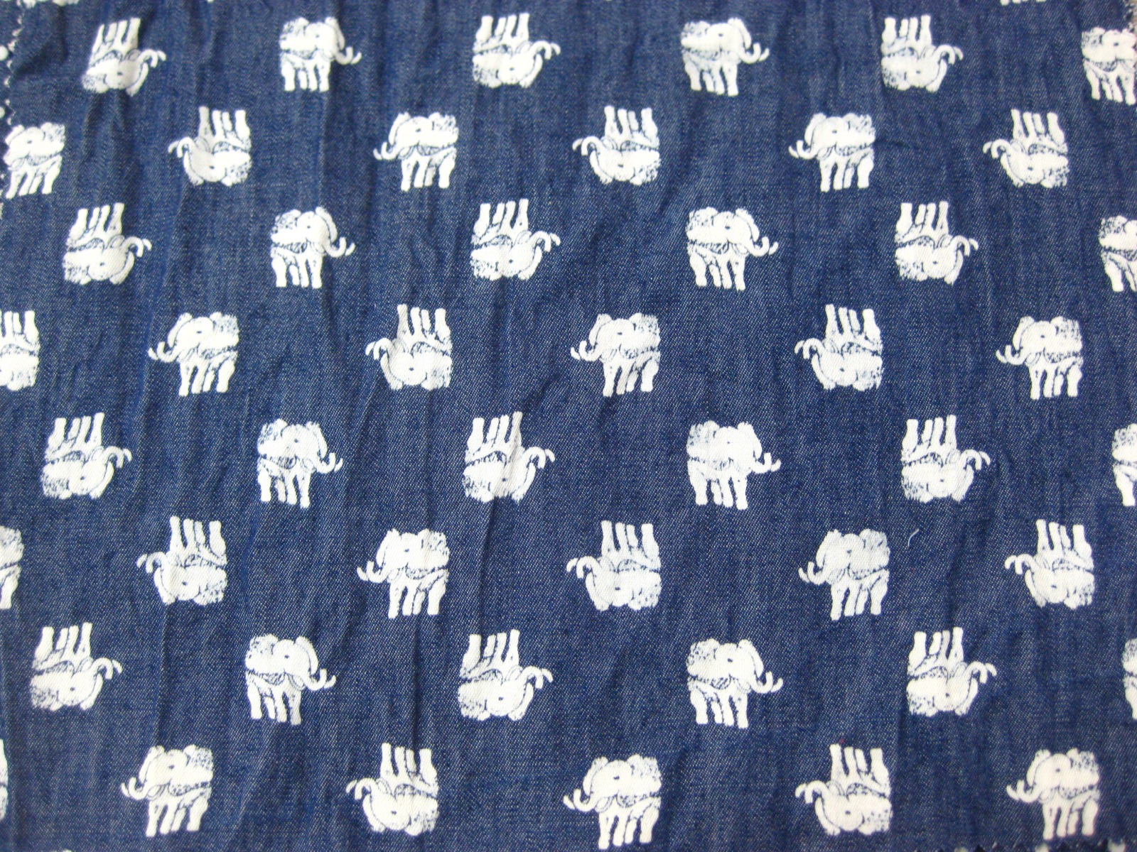 COTTON DENIM PRINT CRUSH WASH ELPHANT