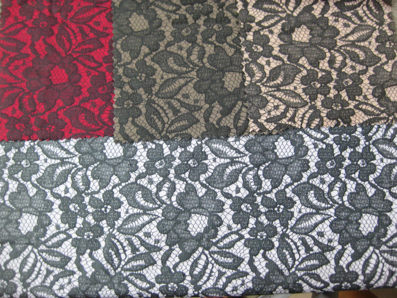 FDY SPANDEX KNIT PD WITH FOIL LACE DESIGN