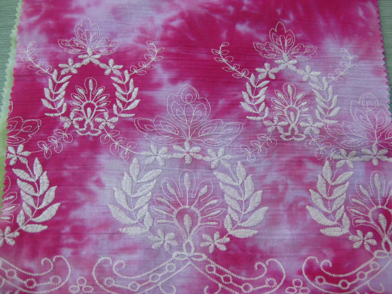 COTTON VOILE TIE DYE WITH ONE BORDER EMB DES#12-349