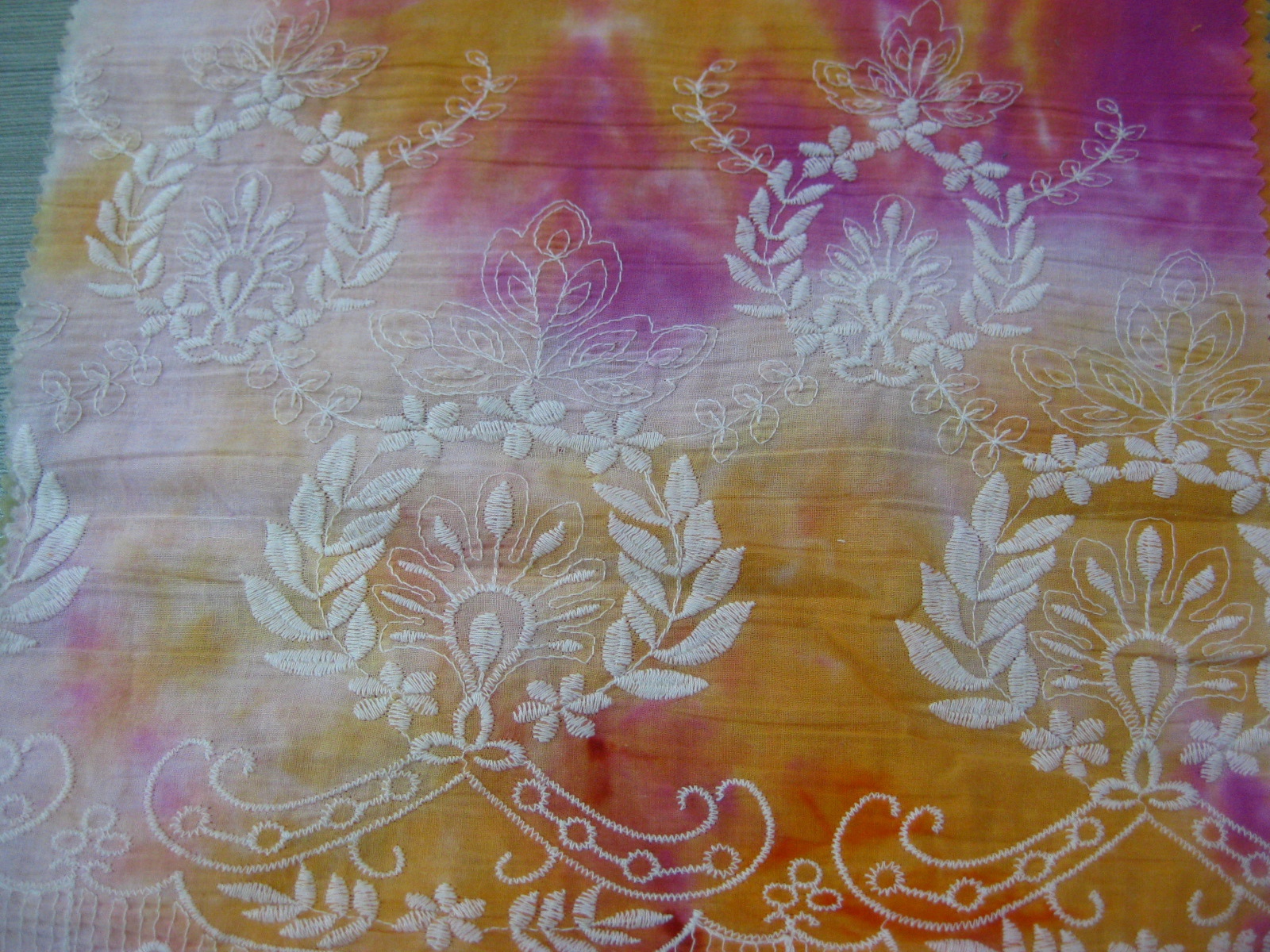 COTTON VOILE TIE DYE WITH ONE BORDER EMB DES#12-352