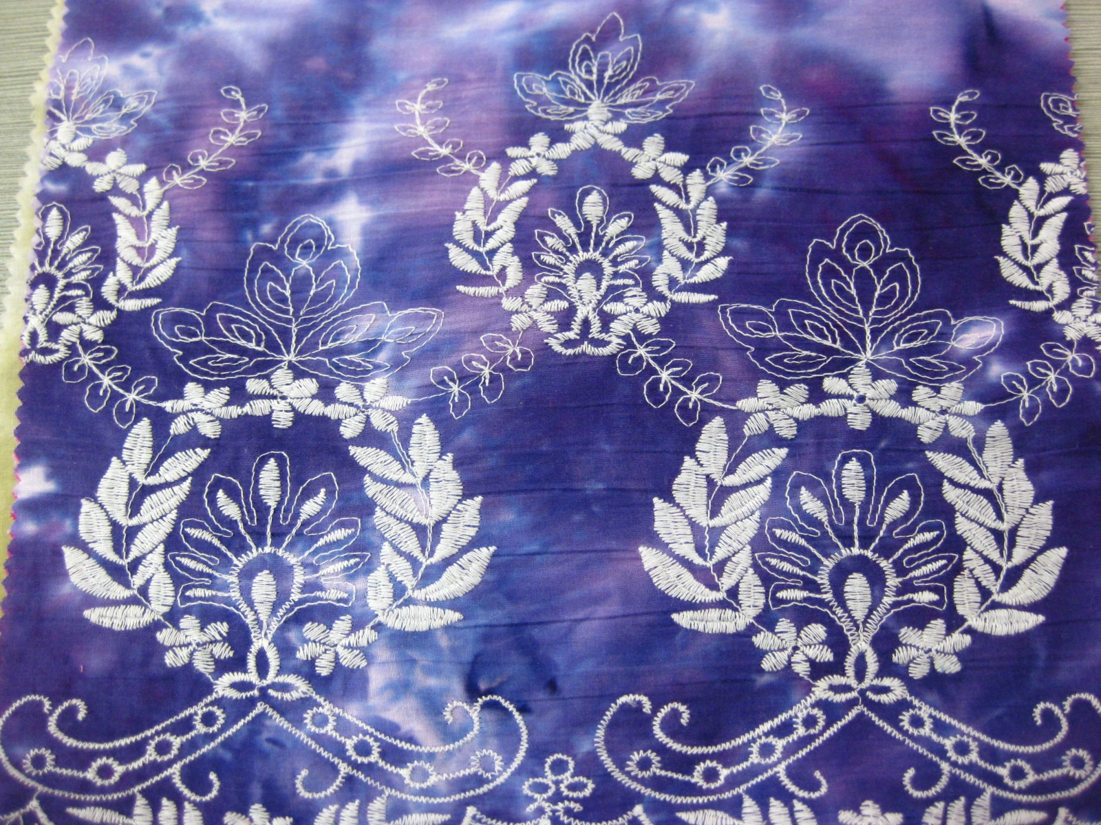 COTTON VOILE TIE DYE WITH ONE BORDER EMB DES#12-370