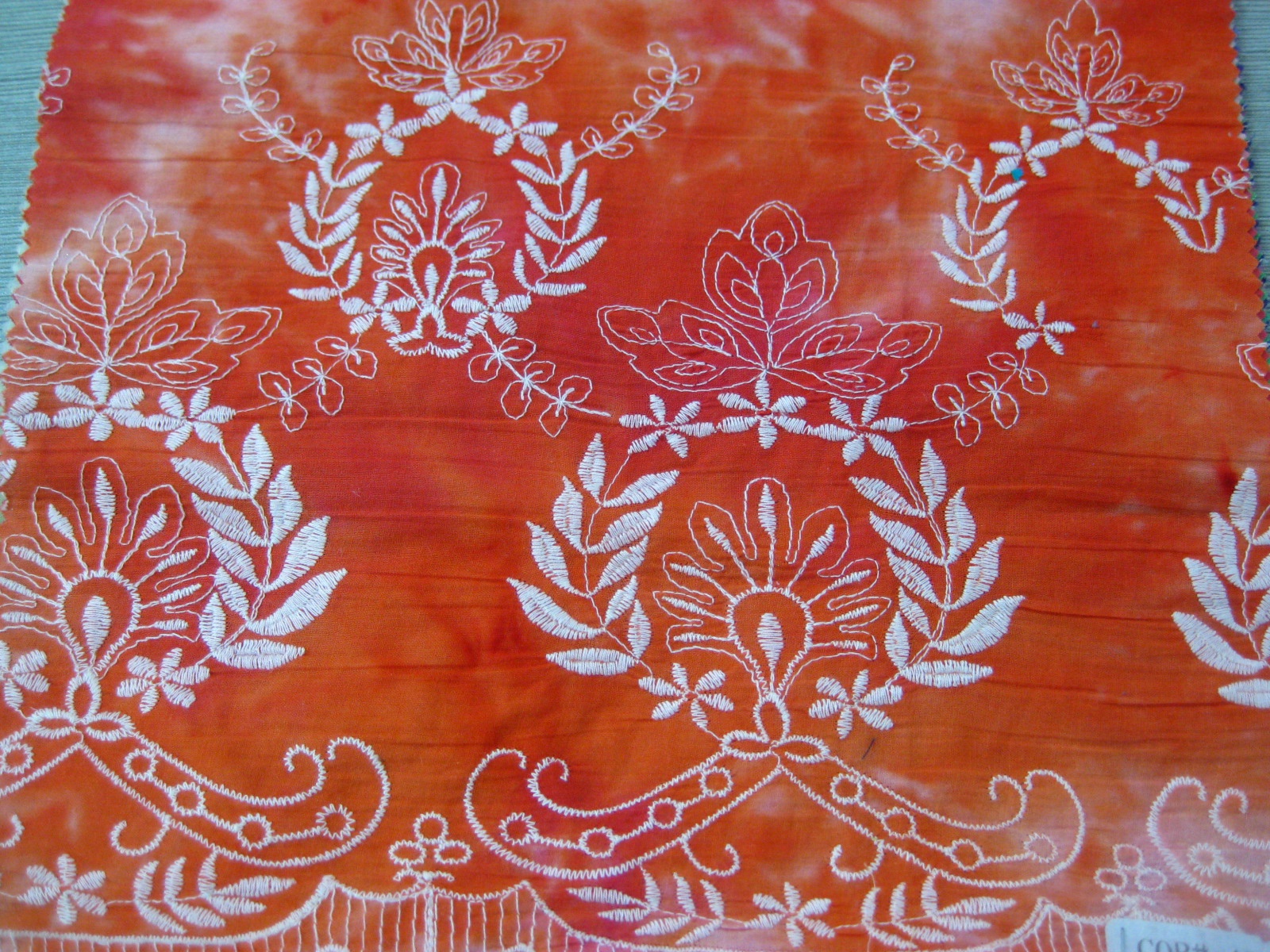 COTTON VOILE TIE DYE WITH ONE BORDER EMB DES#12-455