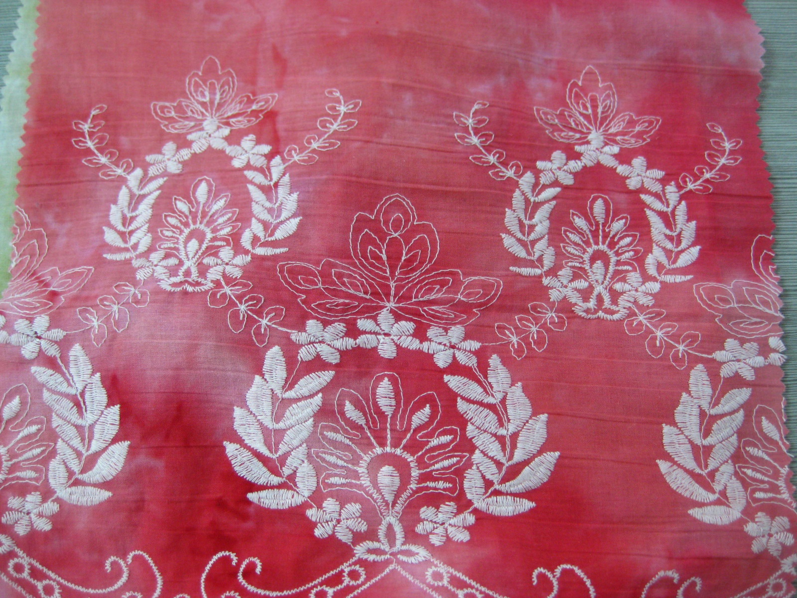 COTTON VOILE TIE DYE WITH ONE BORDER EMB DES#12-460