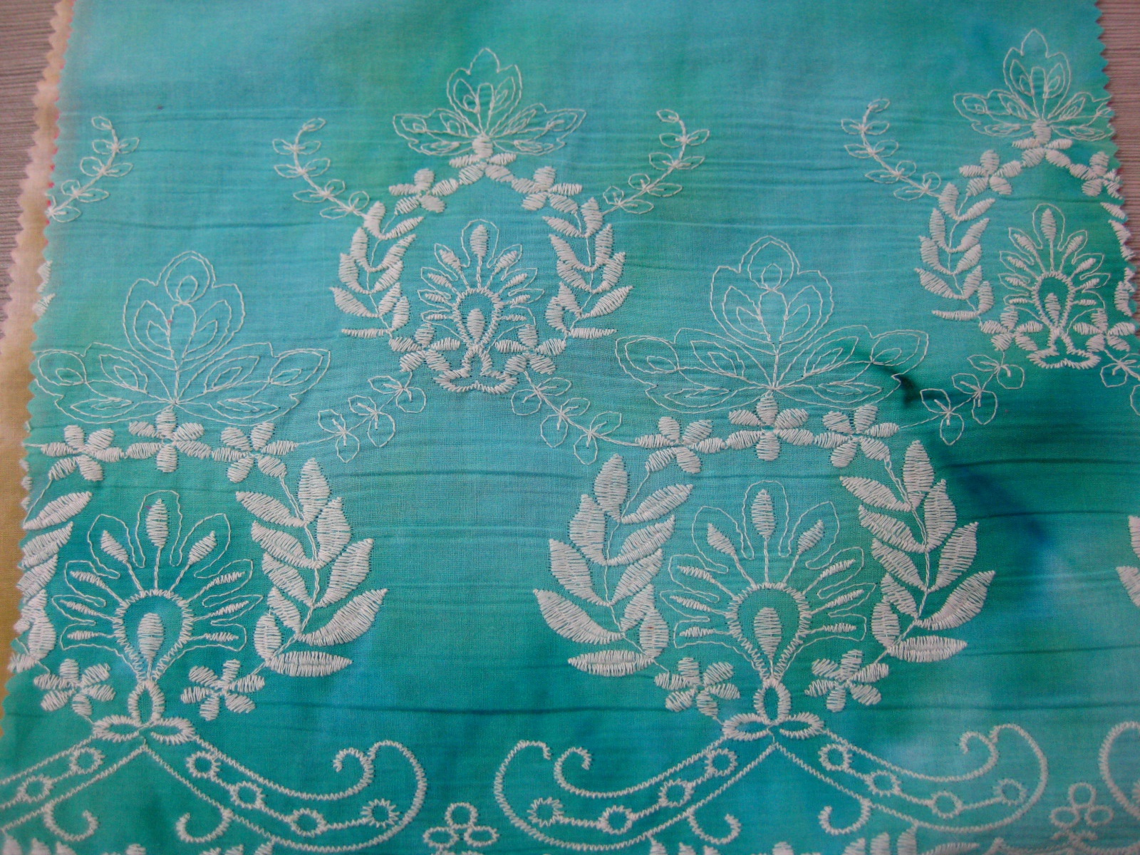 COTTON VOILE TIE DYE WITH ONE BORDER EMB DES#12-643