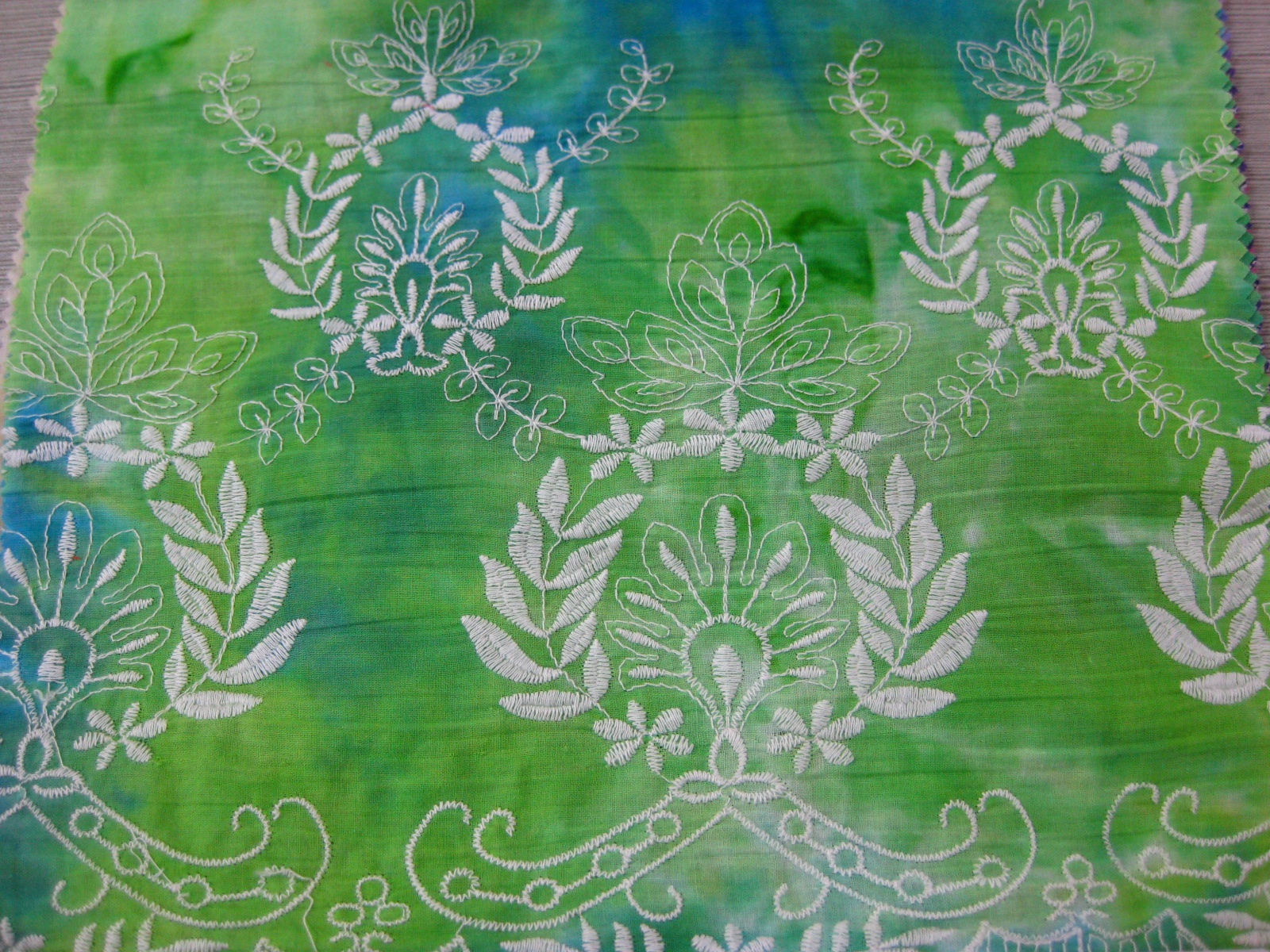 COTTON VOILE TIE DYE WITH ONE BORDER EMB DES#12-775