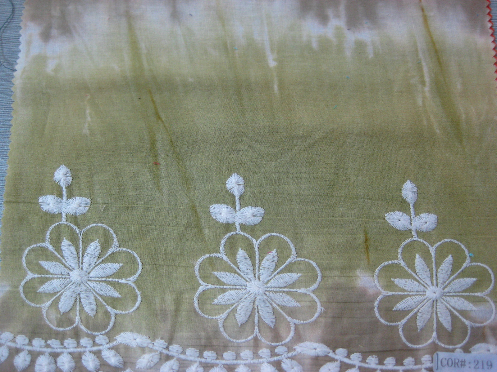 COTTON VOILE TIE DYE WITH ONE BORDER EMB DES#17-219